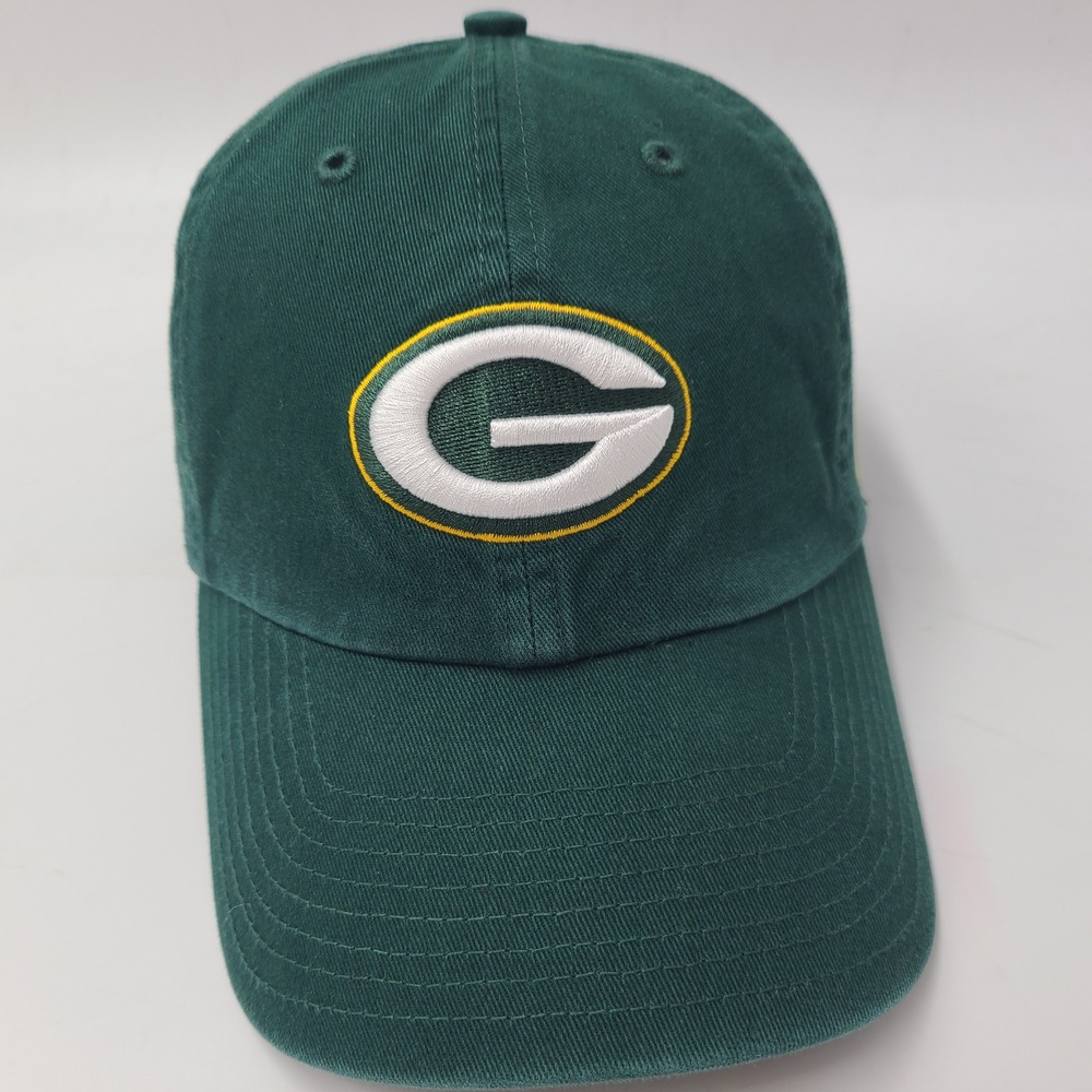 Green Bay Packers Hat Strapback 47 Brand Clean Up Green White NFL Football Men